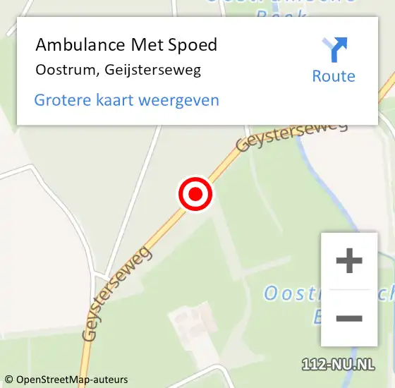 Locatie op kaart van de 112 melding: Ambulance Met Spoed Naar Oostrum, Geijsterseweg op 12 juni 2017 15:46