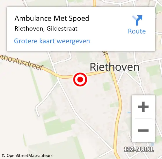 Locatie op kaart van de 112 melding: Ambulance Met Spoed Naar Riethoven, Gildestraat op 12 juni 2017 17:52