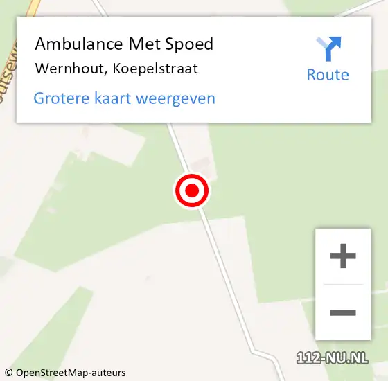 Locatie op kaart van de 112 melding: Ambulance Met Spoed Naar Wernhout, Koepelstraat op 12 juni 2017 18:32