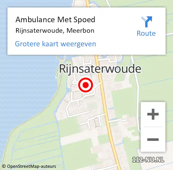 Locatie op kaart van de 112 melding: Ambulance Met Spoed Naar Rijnsaterwoude, Meerbon op 12 juni 2017 19:32