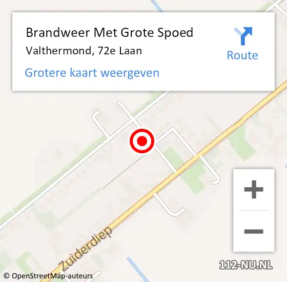 Locatie op kaart van de 112 melding: Brandweer Met Grote Spoed Naar Valthermond, 72e Laan op 12 juni 2017 20:36