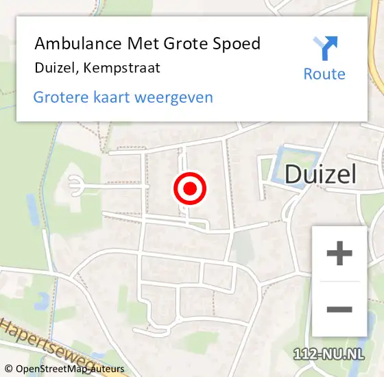 Locatie op kaart van de 112 melding: Ambulance Met Grote Spoed Naar Duizel, Kempstraat op 12 juni 2017 21:38