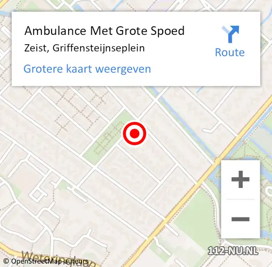 Locatie op kaart van de 112 melding: Ambulance Met Grote Spoed Naar Zeist, Griffensteijnseplein op 13 juni 2017 00:28
