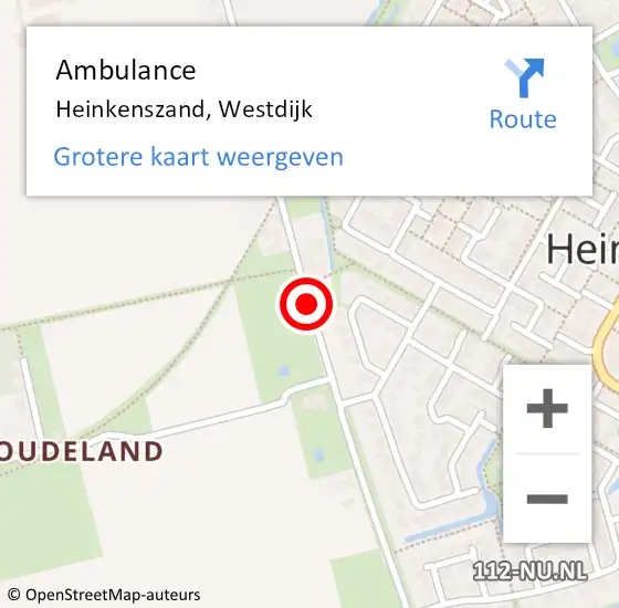 Locatie op kaart van de 112 melding: Ambulance Heinkenszand, Westdijk op 13 juni 2017 09:40