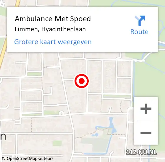 Locatie op kaart van de 112 melding: Ambulance Met Spoed Naar Limmen, Hyacinthenlaan op 13 juni 2017 12:45