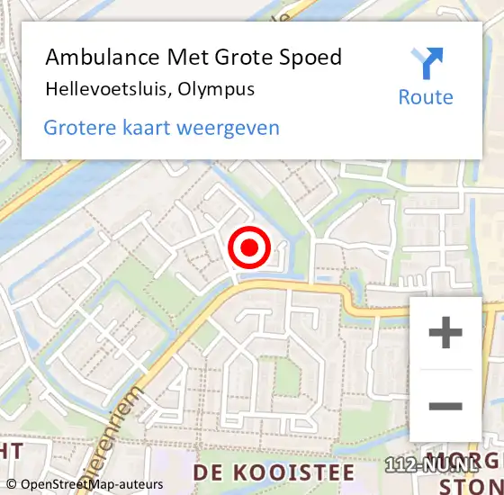 Locatie op kaart van de 112 melding: Ambulance Met Grote Spoed Naar Hellevoetsluis, Olympus op 13 juni 2017 13:05