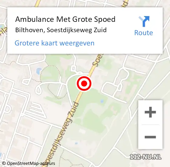 Locatie op kaart van de 112 melding: Ambulance Met Grote Spoed Naar Bilthoven, Soestdijkseweg Zuid op 13 juni 2017 14:54