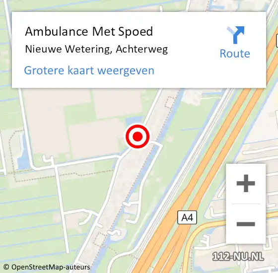 Locatie op kaart van de 112 melding: Ambulance Met Spoed Naar Nieuwe wetering, Achterweg op 13 juni 2017 18:16