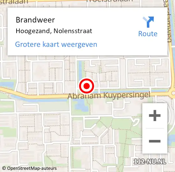 Locatie op kaart van de 112 melding: Brandweer Hoogezand, Nolensstraat op 13 juni 2017 19:29