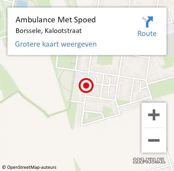 Locatie op kaart van de 112 melding: Ambulance Met Spoed Naar Borssele, Kalootstraat op 13 juni 2017 20:33