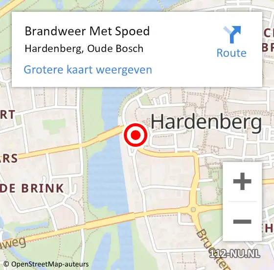 Locatie op kaart van de 112 melding: Brandweer Met Spoed Naar Hardenberg, Oude Bosch op 23 januari 2014 17:54