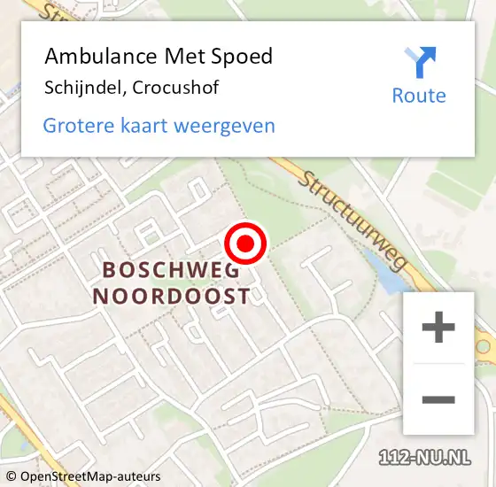 Locatie op kaart van de 112 melding: Ambulance Met Spoed Naar Schijndel, Crocushof op 14 juni 2017 08:31
