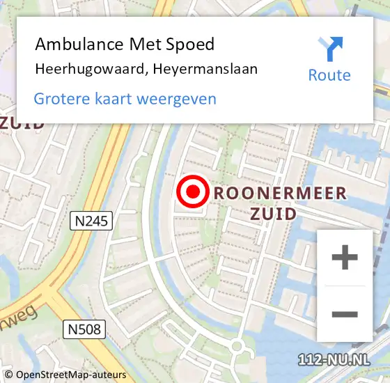 Locatie op kaart van de 112 melding: Ambulance Met Spoed Naar Heerhugowaard, Heyermanslaan op 14 juni 2017 10:26