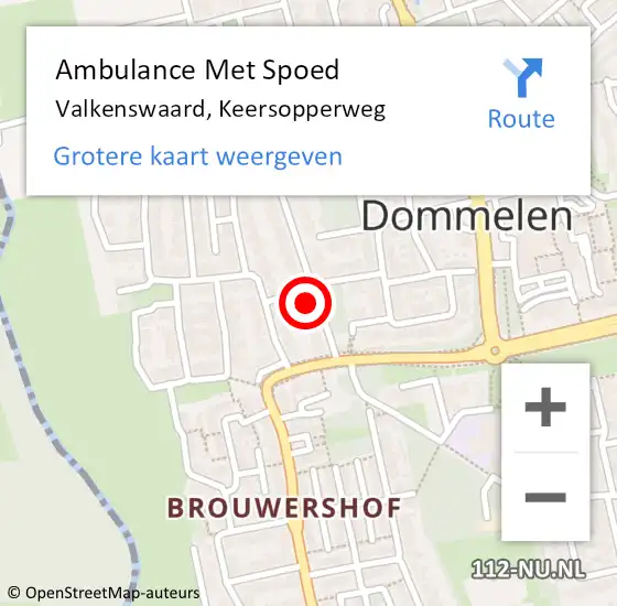 Locatie op kaart van de 112 melding: Ambulance Met Spoed Naar Valkenswaard, Keersopperweg op 14 juni 2017 11:52
