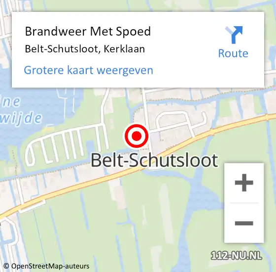 Locatie op kaart van de 112 melding: Brandweer Met Spoed Naar Belt-Schutsloot, Kerklaan op 14 juni 2017 12:00