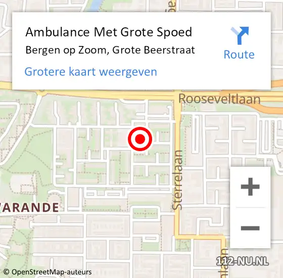 Locatie op kaart van de 112 melding: Ambulance Met Grote Spoed Naar Bergen op Zoom, Grote Beerstraat op 14 juni 2017 13:28