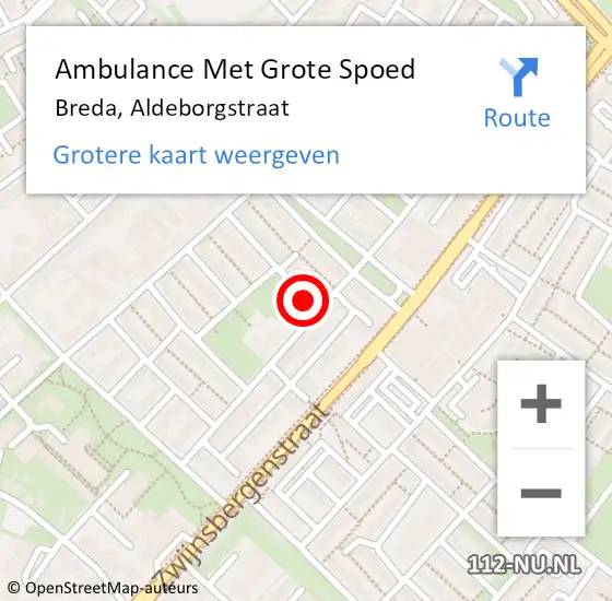 Locatie op kaart van de 112 melding: Ambulance Met Grote Spoed Naar Breda, Aldeborgstraat op 14 juni 2017 16:32