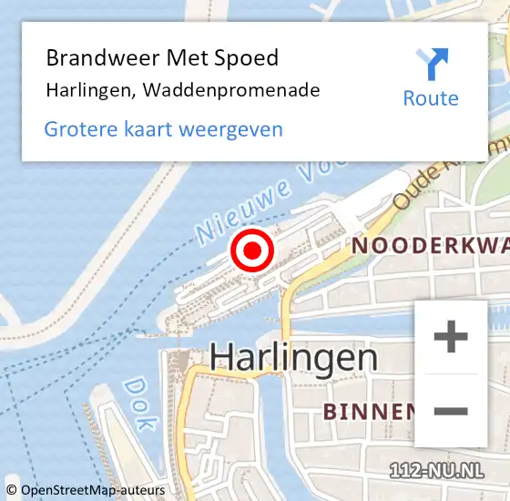 Locatie op kaart van de 112 melding: Brandweer Met Spoed Naar Harlingen, Waddenpromenade op 14 juni 2017 19:31