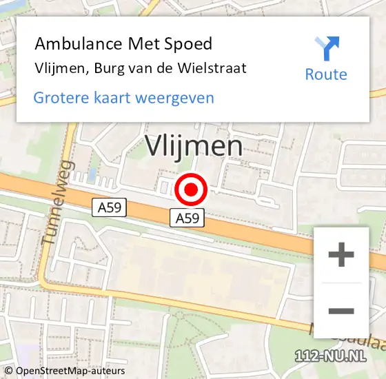 Locatie op kaart van de 112 melding: Ambulance Met Spoed Naar Vlijmen, Burg van de Wielstraat op 14 juni 2017 21:09