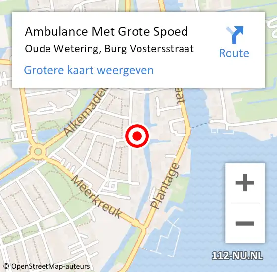 Locatie op kaart van de 112 melding: Ambulance Met Grote Spoed Naar Oude Wetering, Burg Vostersstraat op 14 juni 2017 21:27