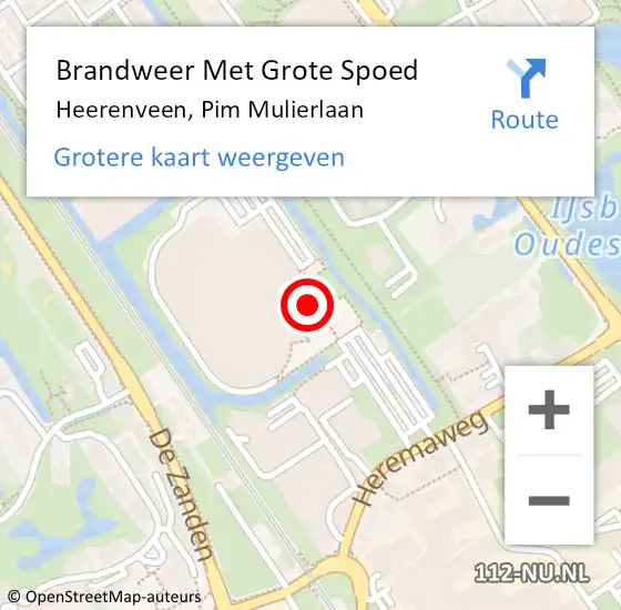 Locatie op kaart van de 112 melding: Brandweer Met Grote Spoed Naar Heerenveen, Pim Mulierlaan op 14 juni 2017 22:17