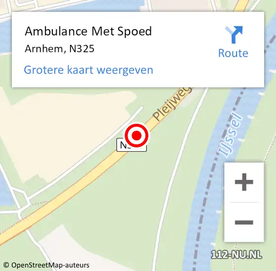 Locatie op kaart van de 112 melding: Ambulance Met Spoed Naar Arnhem, N325 op 14 juni 2017 23:09