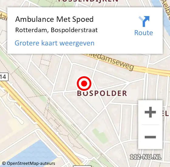 Locatie op kaart van de 112 melding: Ambulance Met Spoed Naar Rotterdam, Bospolderstraat op 15 juni 2017 01:04