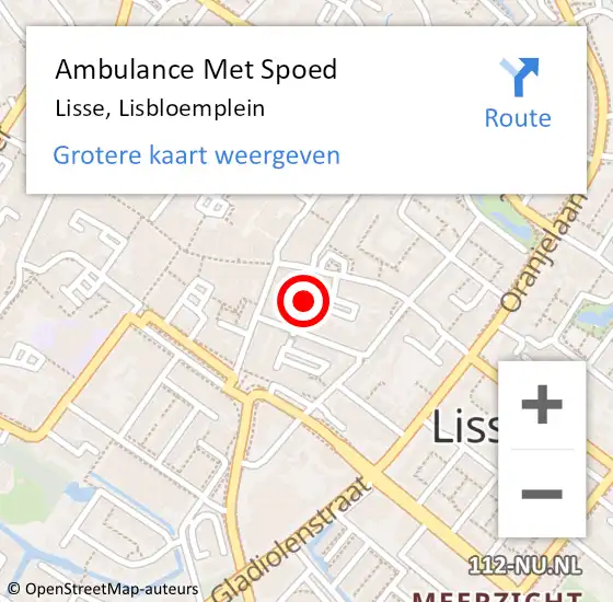 Locatie op kaart van de 112 melding: Ambulance Met Spoed Naar Lisse, Lisbloemplein op 15 juni 2017 08:38