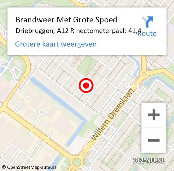 Locatie op kaart van de 112 melding: Brandweer Met Grote Spoed Naar Driebruggen, A12 R hectometerpaal: 41,4 op 15 juni 2017 10:12