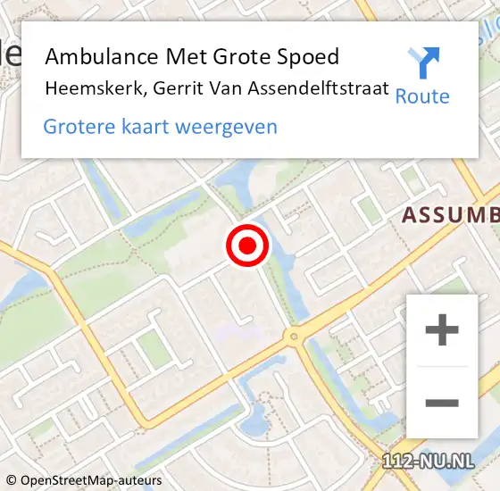 Locatie op kaart van de 112 melding: Ambulance Met Grote Spoed Naar Heemskerk, Gerrit Van Assendelftstraat op 15 juni 2017 10:52