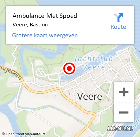 Locatie op kaart van de 112 melding: Ambulance Met Spoed Naar Veere, Bastion op 15 juni 2017 12:08