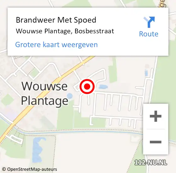 Locatie op kaart van de 112 melding: Brandweer Met Spoed Naar Wouwse Plantage, Bosbesstraat op 15 juni 2017 14:46