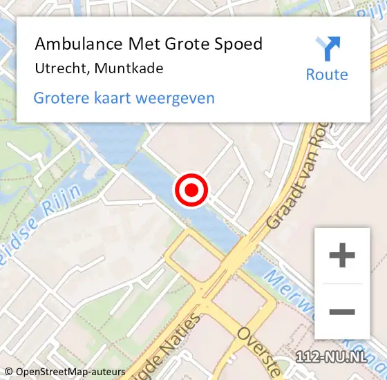 Locatie op kaart van de 112 melding: Ambulance Met Grote Spoed Naar Utrecht, Muntkade op 15 juni 2017 17:36