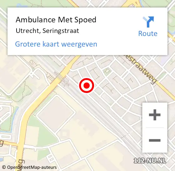Locatie op kaart van de 112 melding: Ambulance Met Spoed Naar Utrecht, Seringstraat op 15 juni 2017 23:18