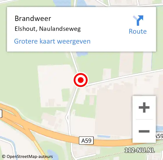 Locatie op kaart van de 112 melding: Brandweer Elshout, Naulandseweg op 16 juni 2017 05:56