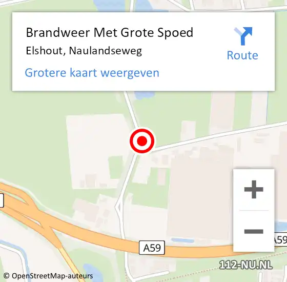 Locatie op kaart van de 112 melding: Brandweer Met Grote Spoed Naar Elshout, Naulandseweg op 16 juni 2017 05:56