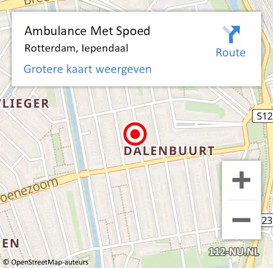 Locatie op kaart van de 112 melding: Ambulance Met Spoed Naar Rotterdam, Iependaal op 16 juni 2017 06:46