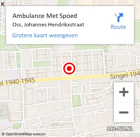 Locatie op kaart van de 112 melding: Ambulance Met Spoed Naar Oss, Johannes Hendrikxstraat op 16 juni 2017 11:43