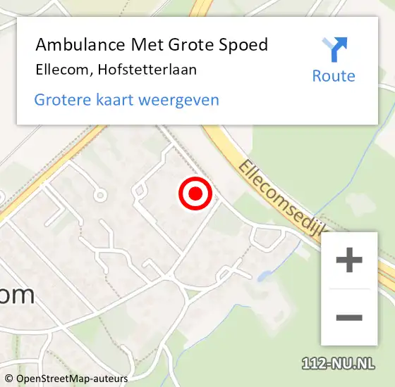 Locatie op kaart van de 112 melding: Ambulance Met Grote Spoed Naar Ellecom, Hofstetterlaan op 16 juni 2017 13:03