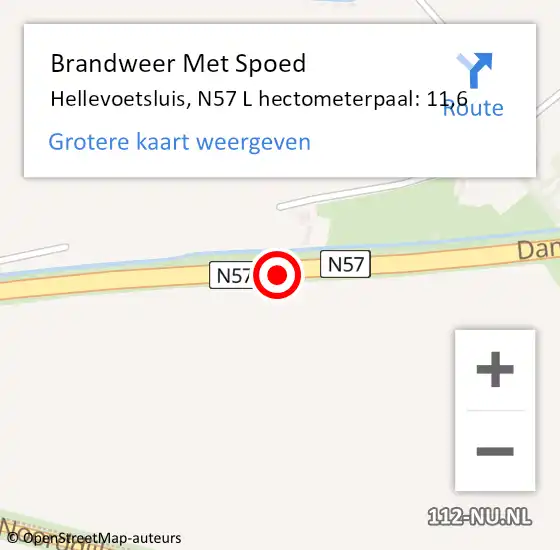 Locatie op kaart van de 112 melding: Brandweer Met Spoed Naar Hellevoetsluis, N57 L hectometerpaal: 11,6 op 16 juni 2017 13:05