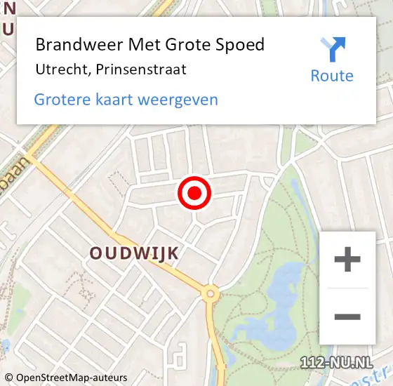 Locatie op kaart van de 112 melding: Brandweer Met Grote Spoed Naar Utrecht, Prinsenstraat op 16 juni 2017 20:40