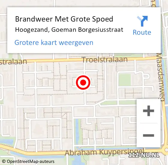 Locatie op kaart van de 112 melding: Brandweer Met Grote Spoed Naar Hoogezand, Goeman Borgesiusstraat op 16 juni 2017 22:16