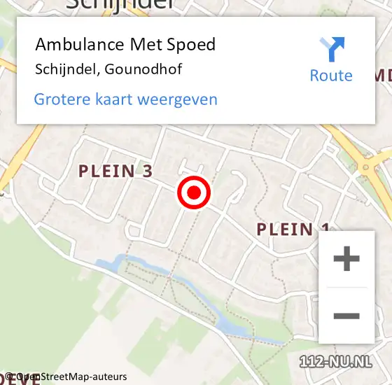 Locatie op kaart van de 112 melding: Ambulance Met Spoed Naar Schijndel, Gounodhof op 16 juni 2017 23:00