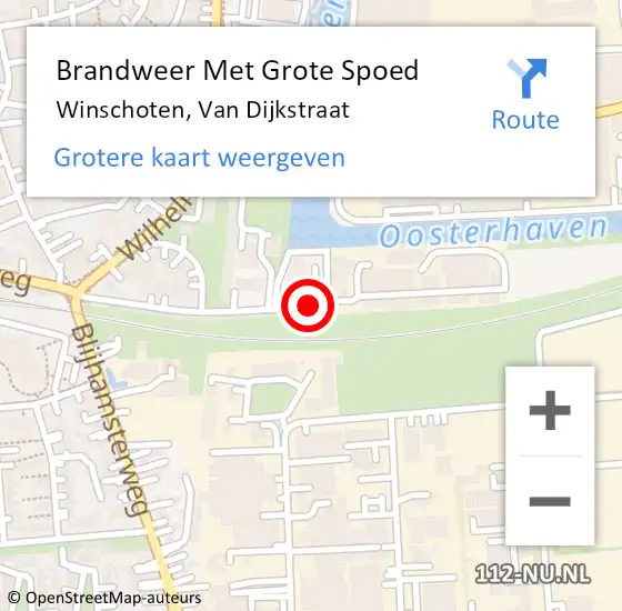 Locatie op kaart van de 112 melding: Brandweer Met Grote Spoed Naar Winschoten, Van Dijkstraat op 17 juni 2017 06:00