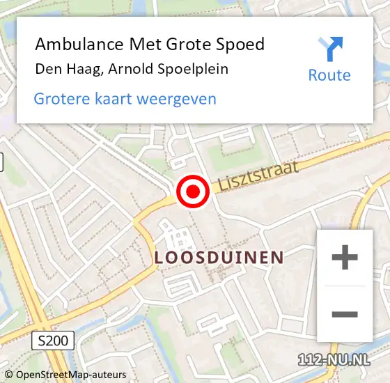 Locatie op kaart van de 112 melding: Ambulance Met Grote Spoed Naar Den Haag, Arnold Spoelplein op 17 juni 2017 11:23