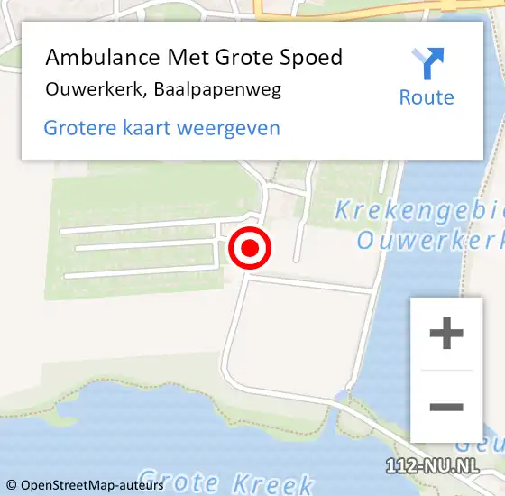 Locatie op kaart van de 112 melding: Ambulance Met Grote Spoed Naar Ouwerkerk, Baalpapenweg op 17 juni 2017 13:34