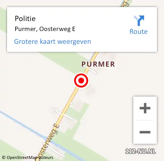 Locatie op kaart van de 112 melding: Politie Purmer, Oosterweg M op 17 juni 2017 14:44