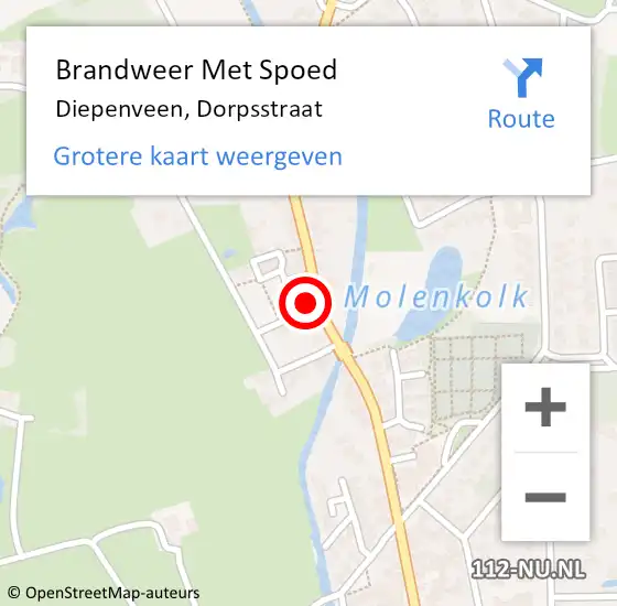 Locatie op kaart van de 112 melding: Brandweer Met Spoed Naar Diepenveen, Dorpsstraat op 17 juni 2017 18:10