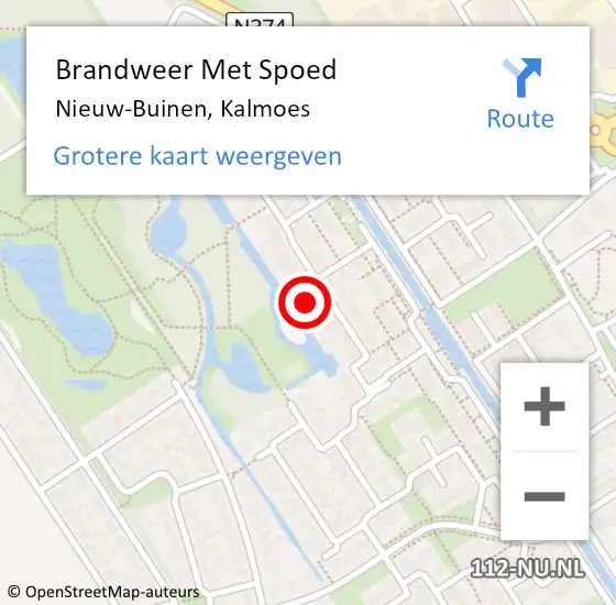 Locatie op kaart van de 112 melding: Brandweer Met Spoed Naar Nieuw-Buinen, Kalmoes op 17 juni 2017 21:39