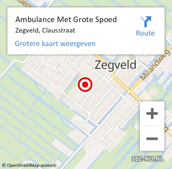 Locatie op kaart van de 112 melding: Ambulance Met Grote Spoed Naar Zegveld, Clausstraat op 17 juni 2017 22:40